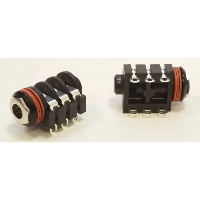 1/4″Phone Jack STEREO, plastic with chrome nut, STEREO, shorting