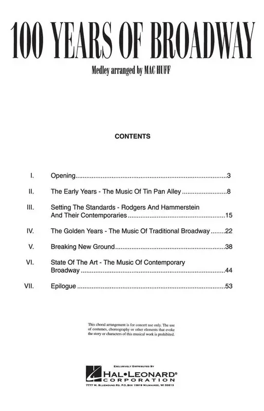 100 Years of Broadway (Medley) (Arr. Mac Huff) Frauenchor mit Begleitung