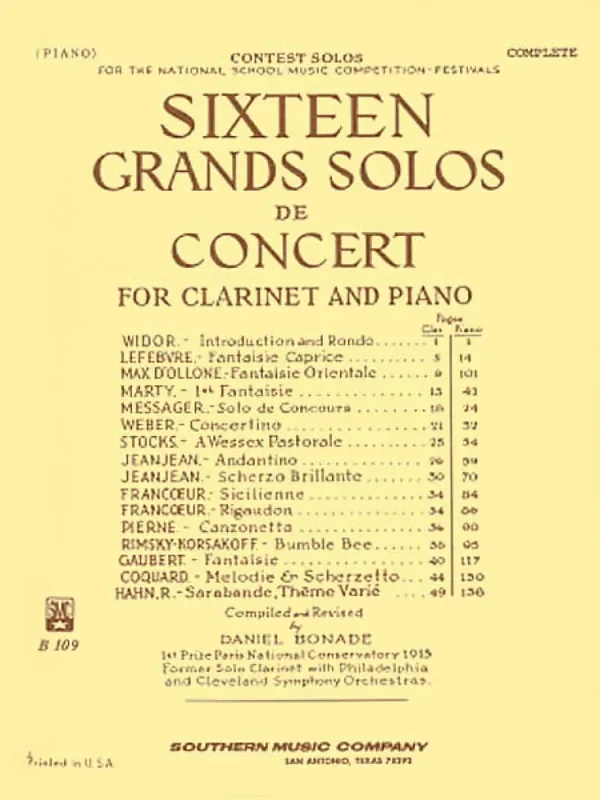 16 Grand Solos de Concert (Arr. Daniel Bonade) Klarinette mit Begleitung