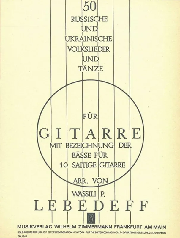 50 Russische und Ukrainische Volkslieder und Tänze (Arr. Wassili P. Lebedeff) Gitarre Solo