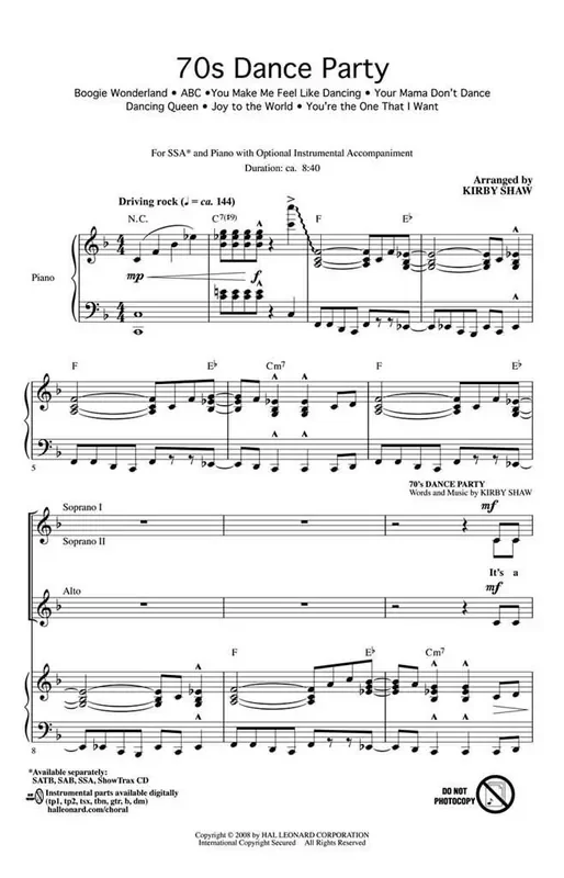 ‘70s Dance Party (Arr. Kirby Shaw) Frauenchor mit Begleitung