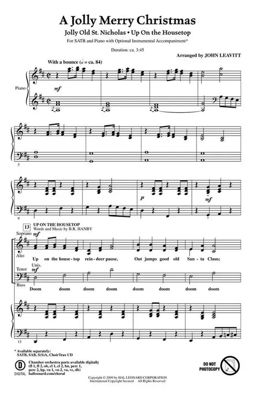 A Jolly Merry Christmas (Arr. John Leavitt) Gemischter Chor mit Begleitung