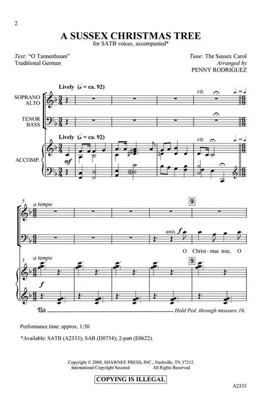 A Sussex Christmas Tree (Arr. Penny Rodriguez) Gemischter Chor mit Begleitung