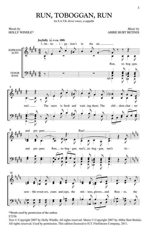 Abbie Burt Betinis Run, Toboggan, Run Gemischter Chor mit Begleitung