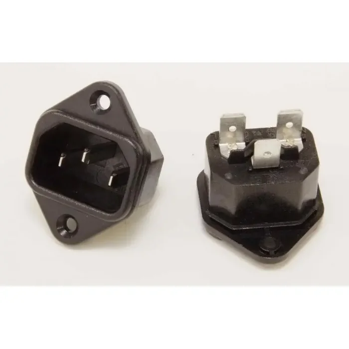 AC-Chassisjack IEC-style with mounting specs of the orig. Bulgin „pig-nose“ connectors