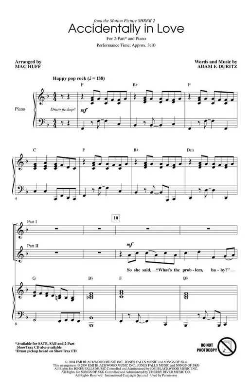 Accidentally in Love (Arr. Mac Huff) Frauenchor mit Begleitung