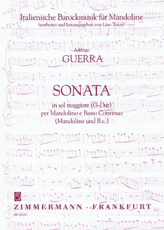 Addiego Guerra Sonata in sol maggiore (G-Dur) (Arr. Lino Totaro) Mandoline