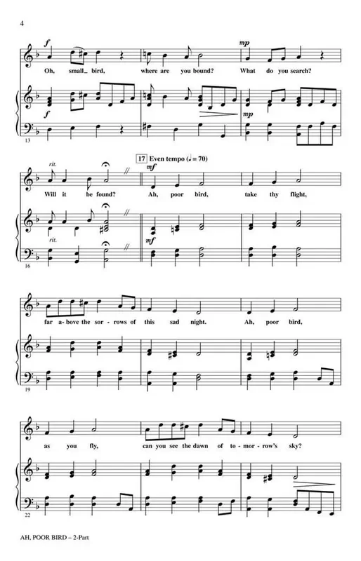 Ah, Poor Bird (Arr. Shelly Cooper) Frauenchor mit Begleitung