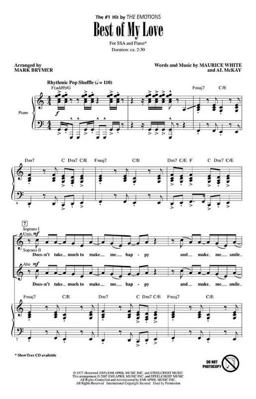 Al McKay Best of My Love (Arr. Mark Brymer) Frauenchor mit Begleitung
