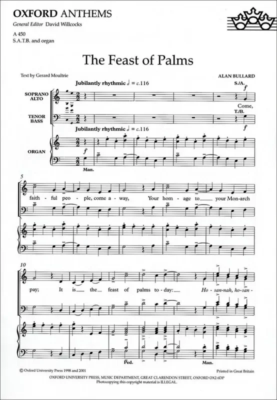 Alan Bullard The Feast Of Palms Gemischter Chor mit Begleitung