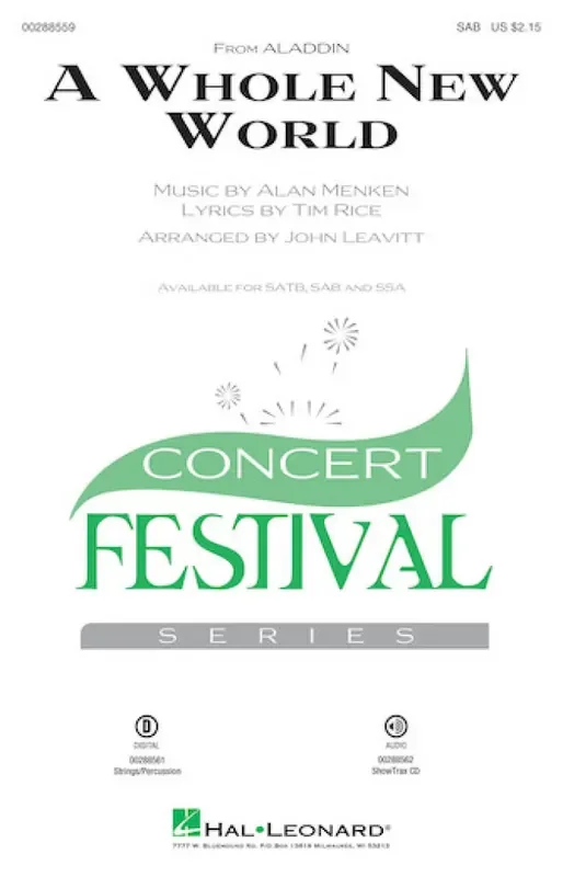 Alan Menken A Whole New World (Arr. John Leavitt) Gemischter Chor mit Begleitung