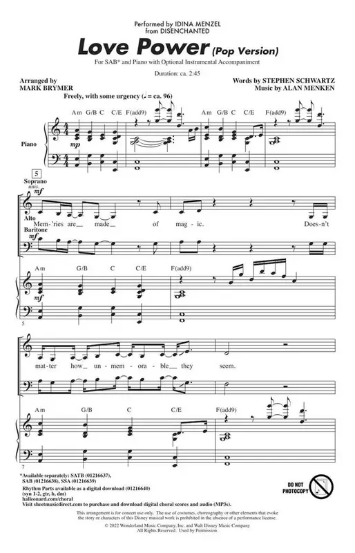 Alan Menken Love Power (Arr. Mark Brymer) Gemischter Chor mit Begleitung
