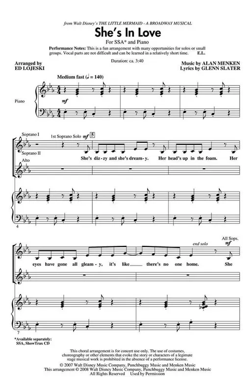 Alan Menken She‘s In Love (Arr. Ed Lojeski) Frauenchor mit Klavier/Orgel