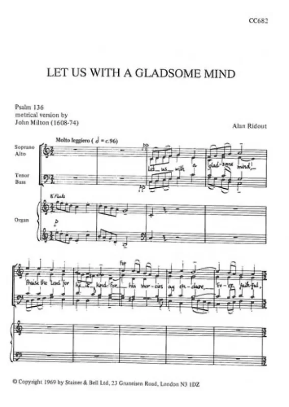 Alan Ridout Let Us With A Gladsome Mind Gemischter Chor mit Klavier/Orgel