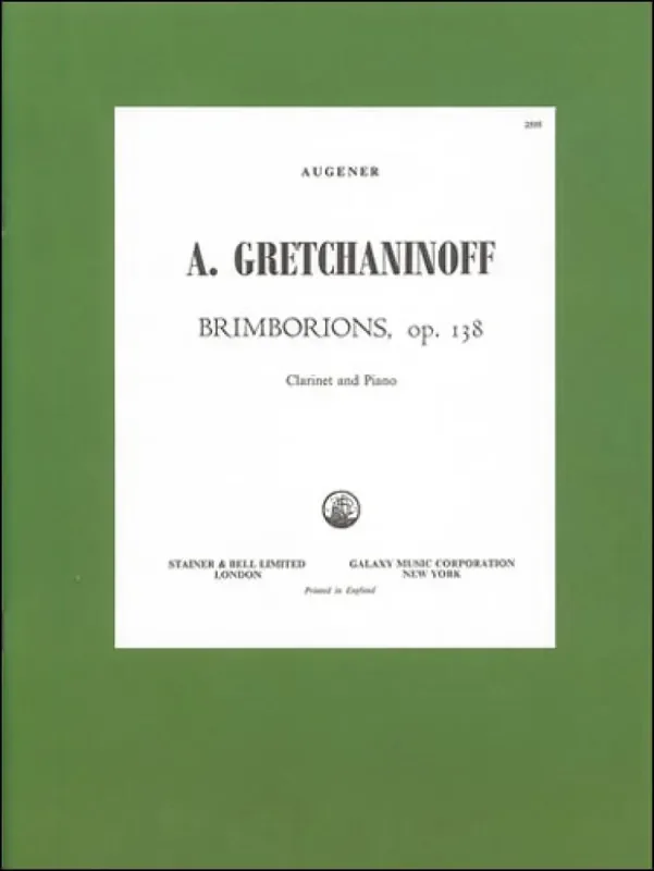 Alexander T. Gretchaninov Brimborions For Clarinet and Piano Klarinette mit Begleitung