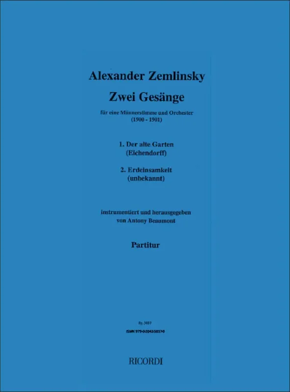 Alexander Zemlinsky Zwei Gesänge (1900-01) Gesang mit sonstiger Begleitung