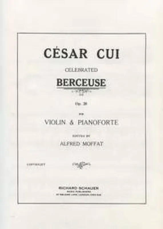Alfred Moffat Berceuse op. 20 Violine mit Begleitung