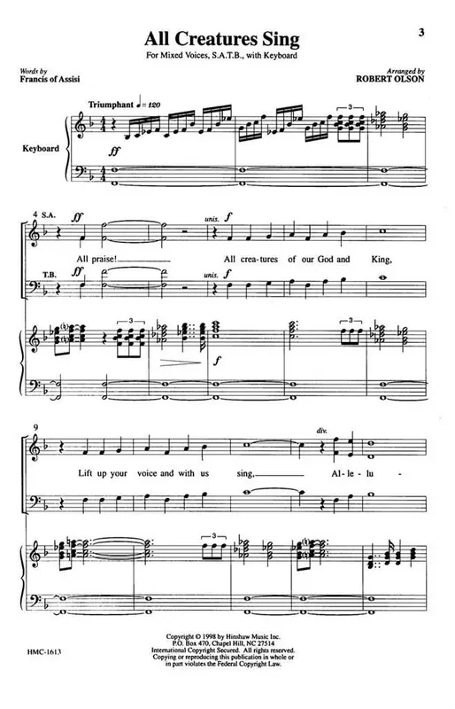 All Creatures Sing (Arr. Robert Olson) Gemischter Chor mit Klavier/Orgel