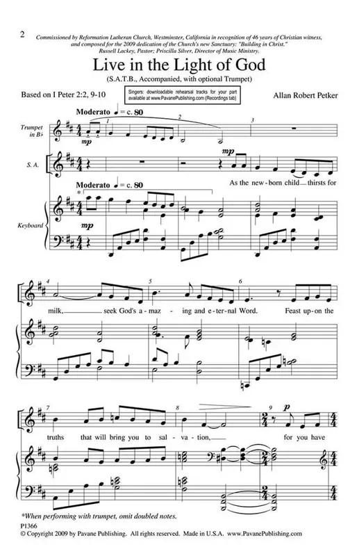 Allan Robert Petker Live in the Light of God Gemischter Chor mit Begleitung