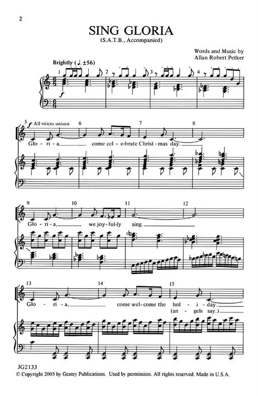 Allan Robert Petker Sing Gloria Gemischter Chor mit Begleitung