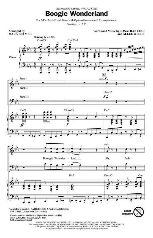 Allee Willis Boogie Wonderland (Arr. Mark Brymer) Gemischter Chor mit Begleitung