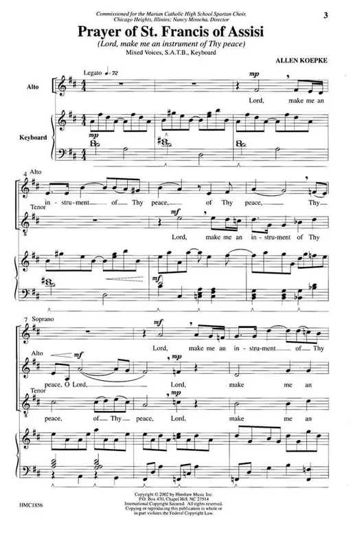 Allen Koepke Prayer Of St Francis Of Assisi (Arr. Allen Koepke) Gemischter Chor mit Klavier/Orgel