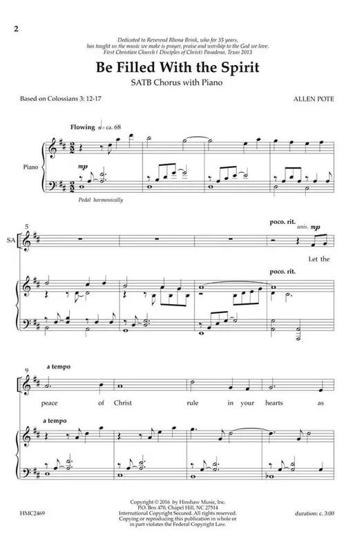 Allen Pote Be Filled With The Spirit Gemischter Chor mit Begleitung