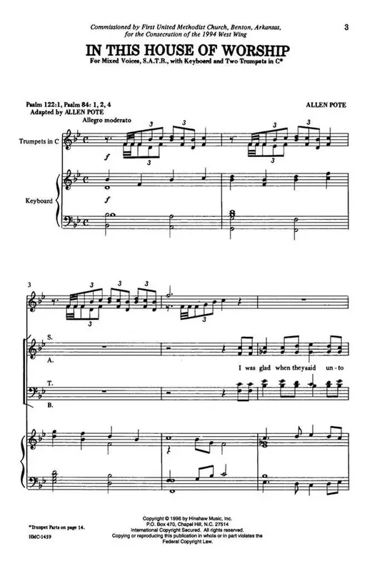 Allen Pote In This House Of Worship (Arr. Allen Pote) Gemischter Chor mit Klavier/Orgel