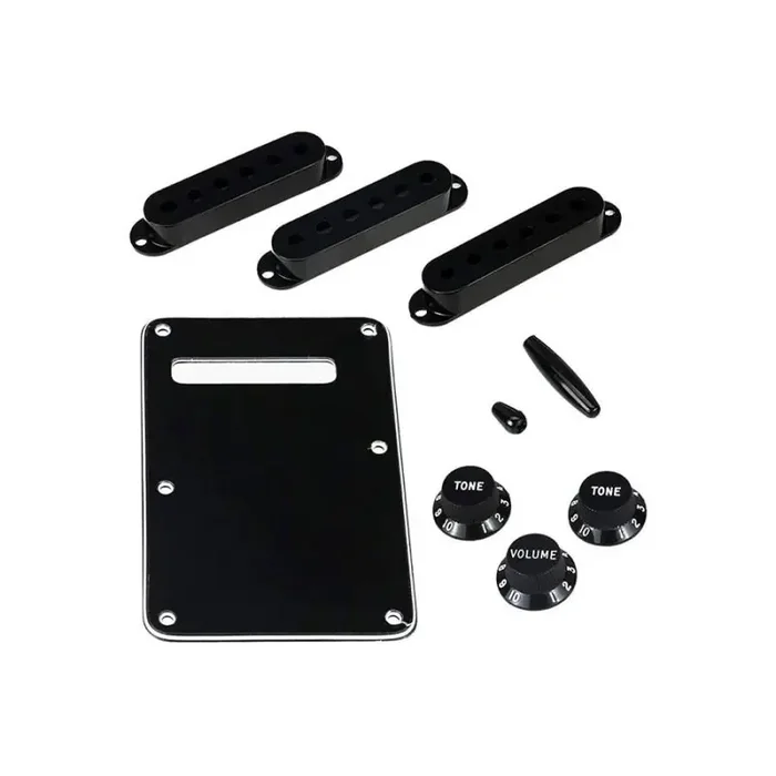 Allparts accessory kit for Strat, black, 3-ply backplate