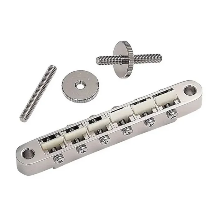 Allparts Gotoh narrow tune-o-matic with plastic saddles, nickel