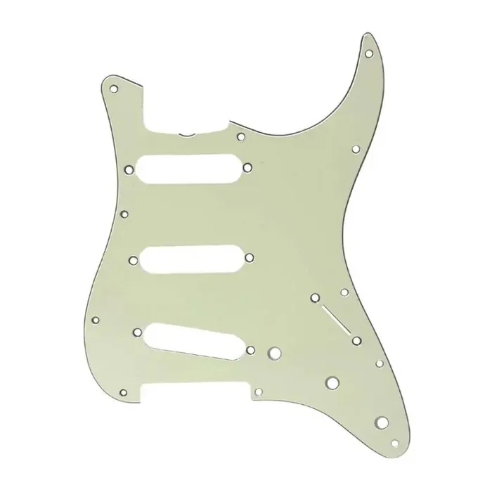 Allparts pickguard for Stratocaster, ‘62 style, 11 screwholes, 3-ply mint green (MG/B/MG)