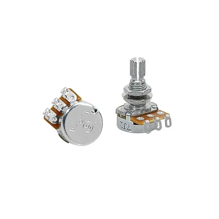Alpha small 25K audio potentiometer, 16mm., 10mm. bushing, M7x0,75 thread, made in Taiwan