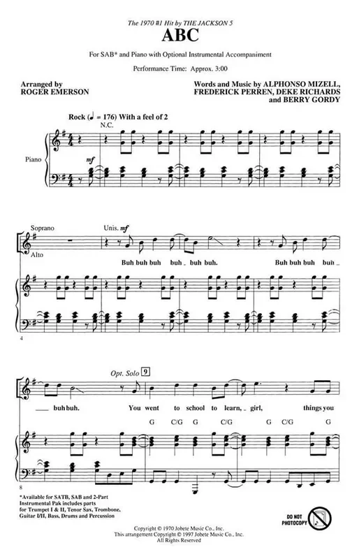 Alphonso Mizzell ABC (Arr. Roger Emerson) Gemischter Chor mit Begleitung