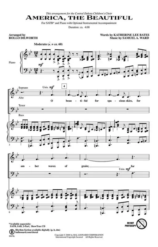 America, the Beautiful (Arr. Rollo Dilworth) Gemischter Chor mit Begleitung
