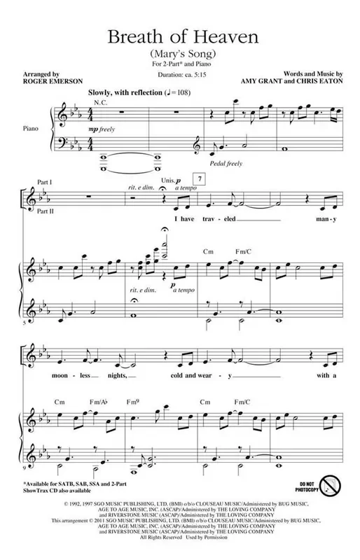 Amy Grant Breath of Heaven (Arr. Roger Emerson) Frauenchor mit Begleitung