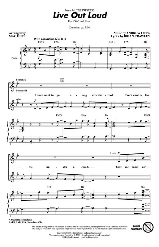 Andrew Lippa Live Out Loud (Arr. Mac Huff) Frauenchor mit Begleitung