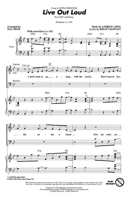 Andrew Lippa Live Out Loud (Arr. Mac Huff) Gemischter Chor mit Begleitung
