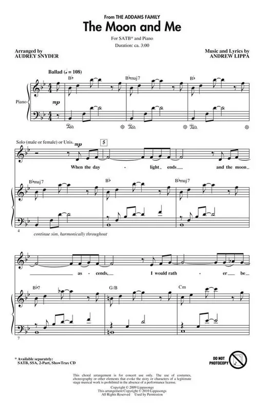 Andrew Lippa The Moon and Me (Arr. Audrey Snyder) Gemischter Chor mit Begleitung