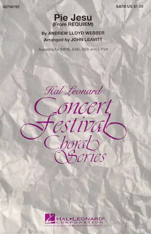 Andrew Lloyd Webber Pie Jesu (Arr. John Leavitt) Frauenchor mit Begleitung