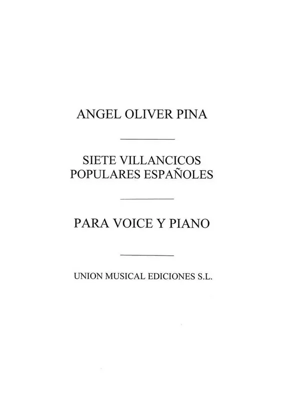 Angel Oliver Pina Siete Villancicos Populares Espanola Gesang mit Klavier
