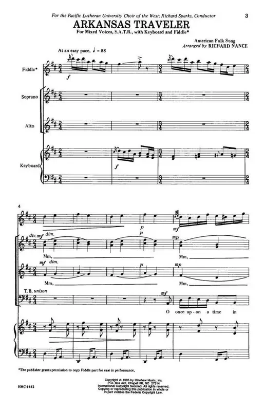Arkansas Traveler (Arr. Richard Nance) Gemischter Chor mit Begleitung