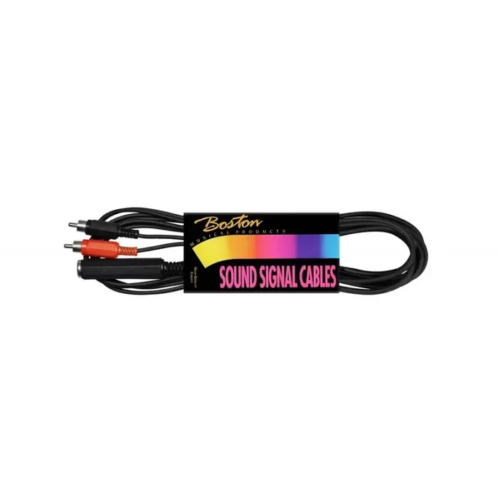 Audio kabel zwart, 3.00 meter, jack f.st, 2 rca m
