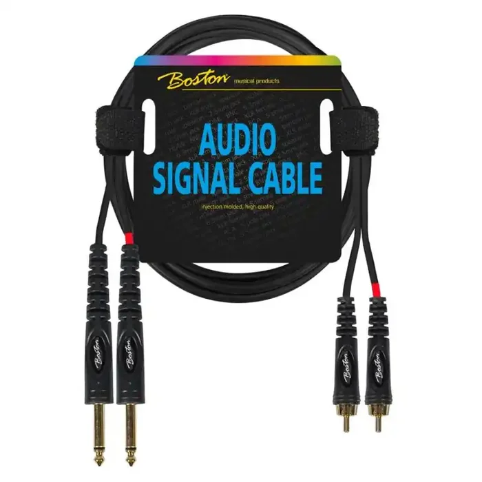 Audio signaalkabel, 2x RCA naar 2x 6.3mm jack mono, 6 meter