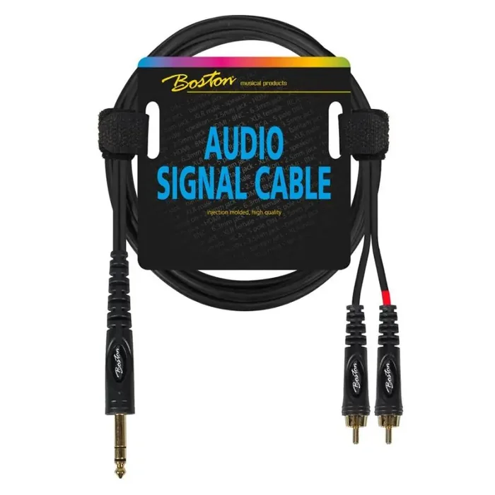 Audio signaalkabel, 2x RCA naar 6.3mm jack stereo, 3 meter