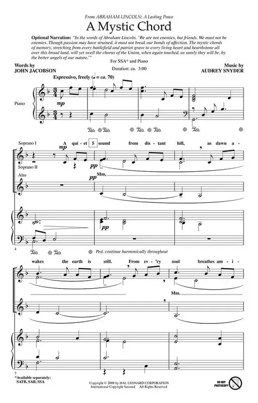 Audrey Snyder A Mystic Chord Frauenchor mit Begleitung