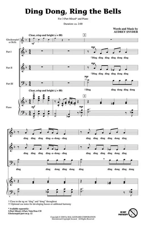 Audrey Snyder Ding Dong, Ring the Bells Gemischter Chor mit Begleitung