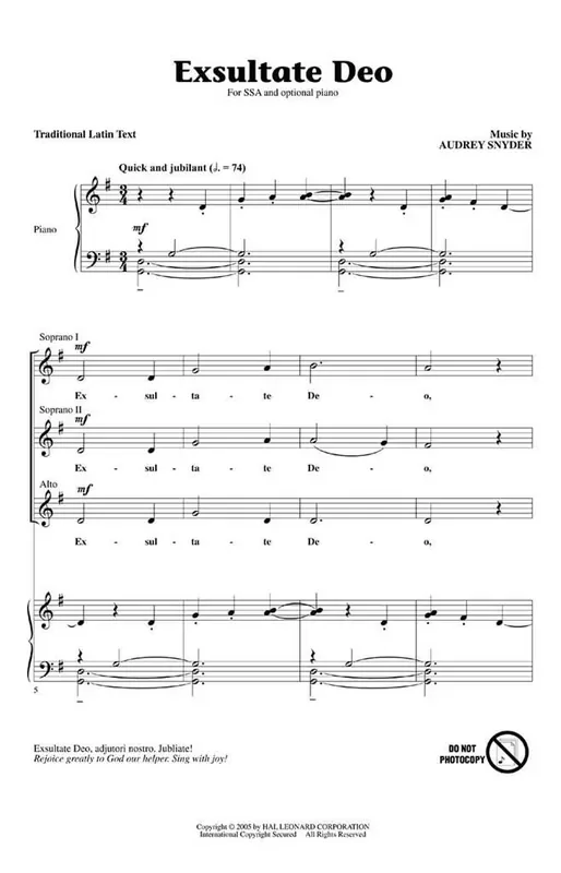 Audrey Snyder Exsultate Deo Frauenchor mit Begleitung