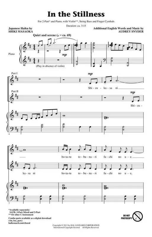 Audrey Snyder In the Stillness Gemischter Chor mit Begleitung