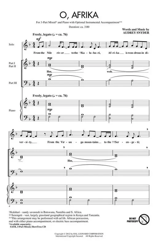 Audrey Snyder O, Afrika Gemischter Chor mit Begleitung