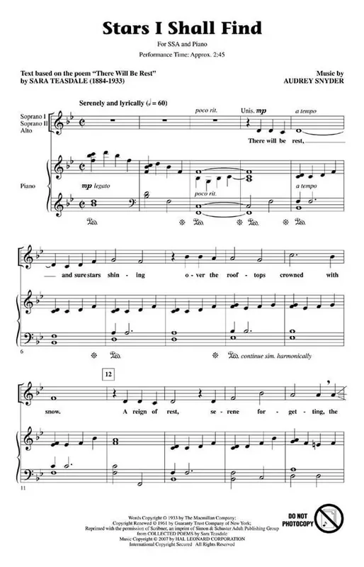 Audrey Snyder Stars I Shall Find Frauenchor mit Begleitung